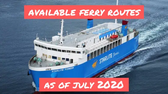Available Ferry Routes as of July 2020