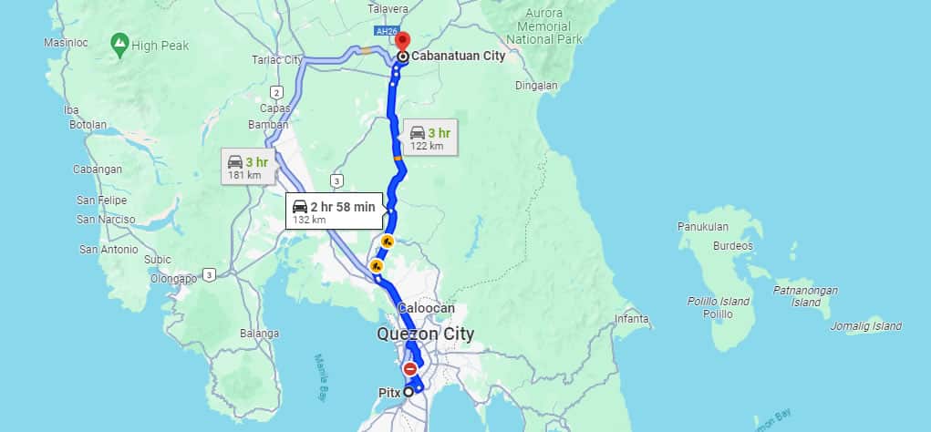 pitx to Cabanatuan City route map