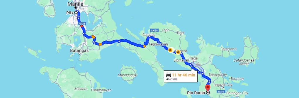 pitx to Pio Duran route map