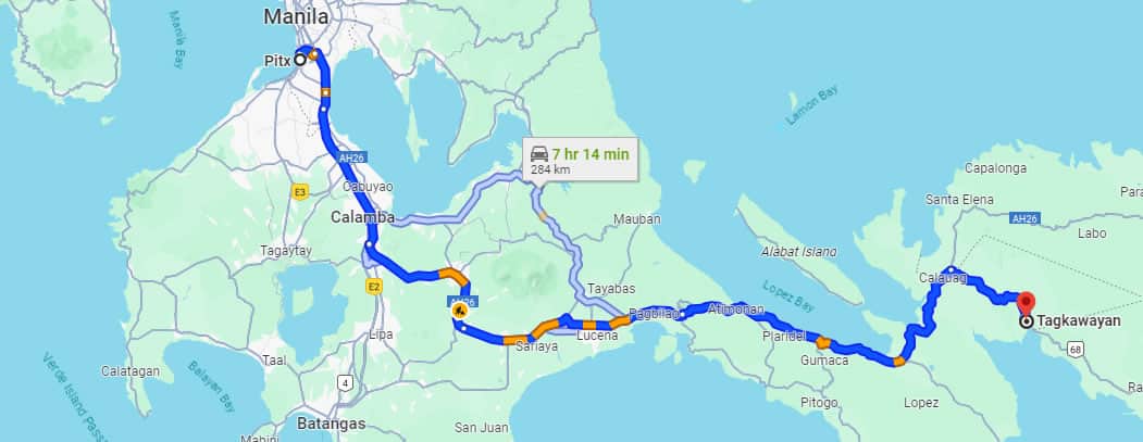 pitx to Tagkawayan route map