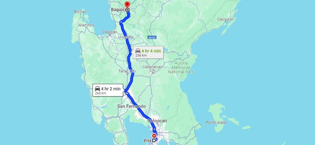 pitx to baguio route map