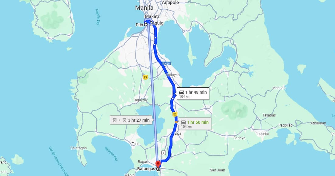 pitx to batangas city route map