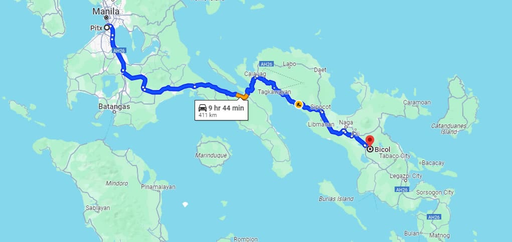 pitx to bicol route map