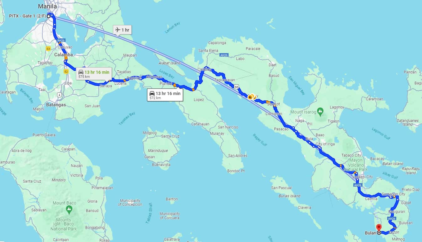 pitx to bulan route map