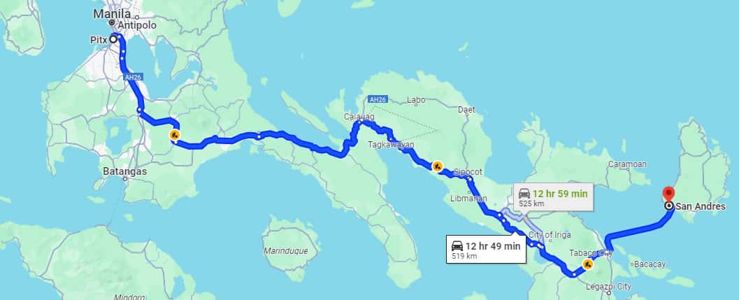 pitx to san andres route map