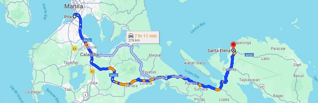 pitx to santa elena route map