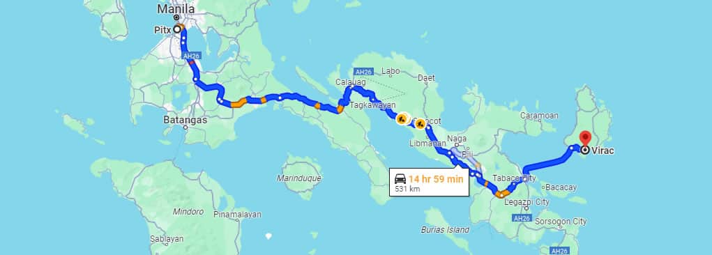 pitx to virac route map