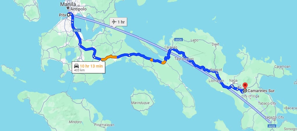 pitx to camarines sur route map