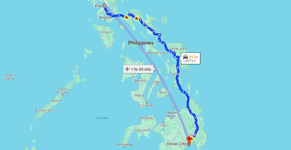 pitx to davao route map