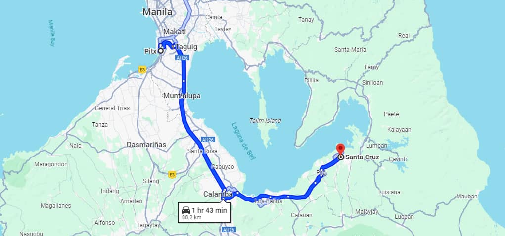 pitx to santa cruz laguna route map