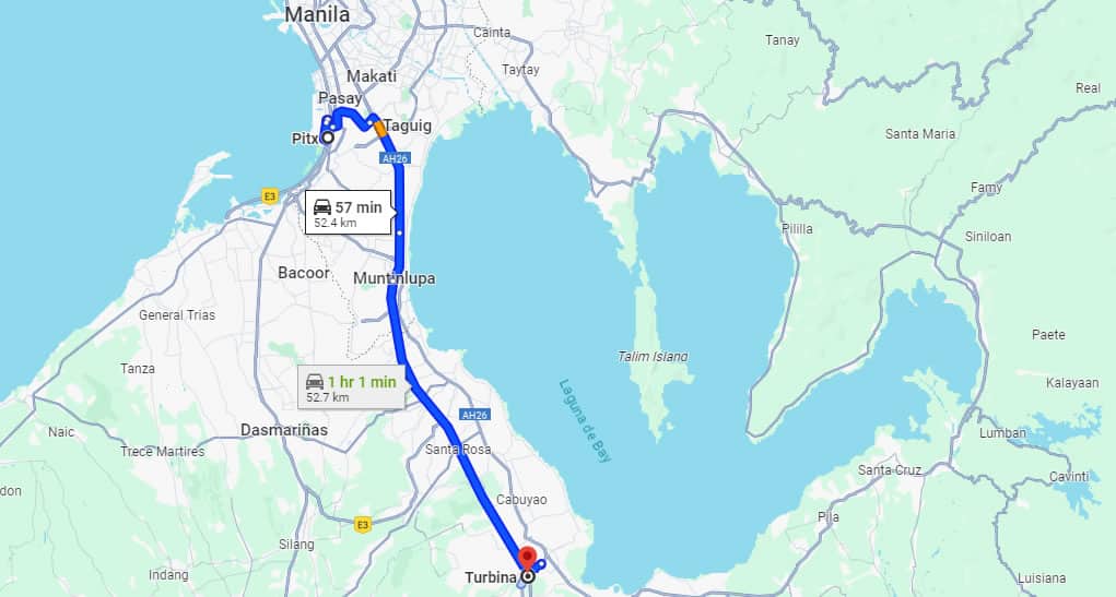 pitx to turbina route map