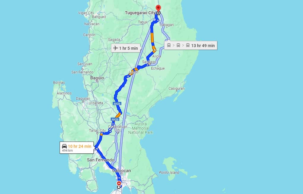 pitx to Tuguegarao route map